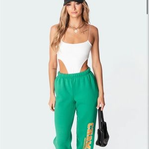 White Ribbed High-Cut body suit from Edikted, size Small